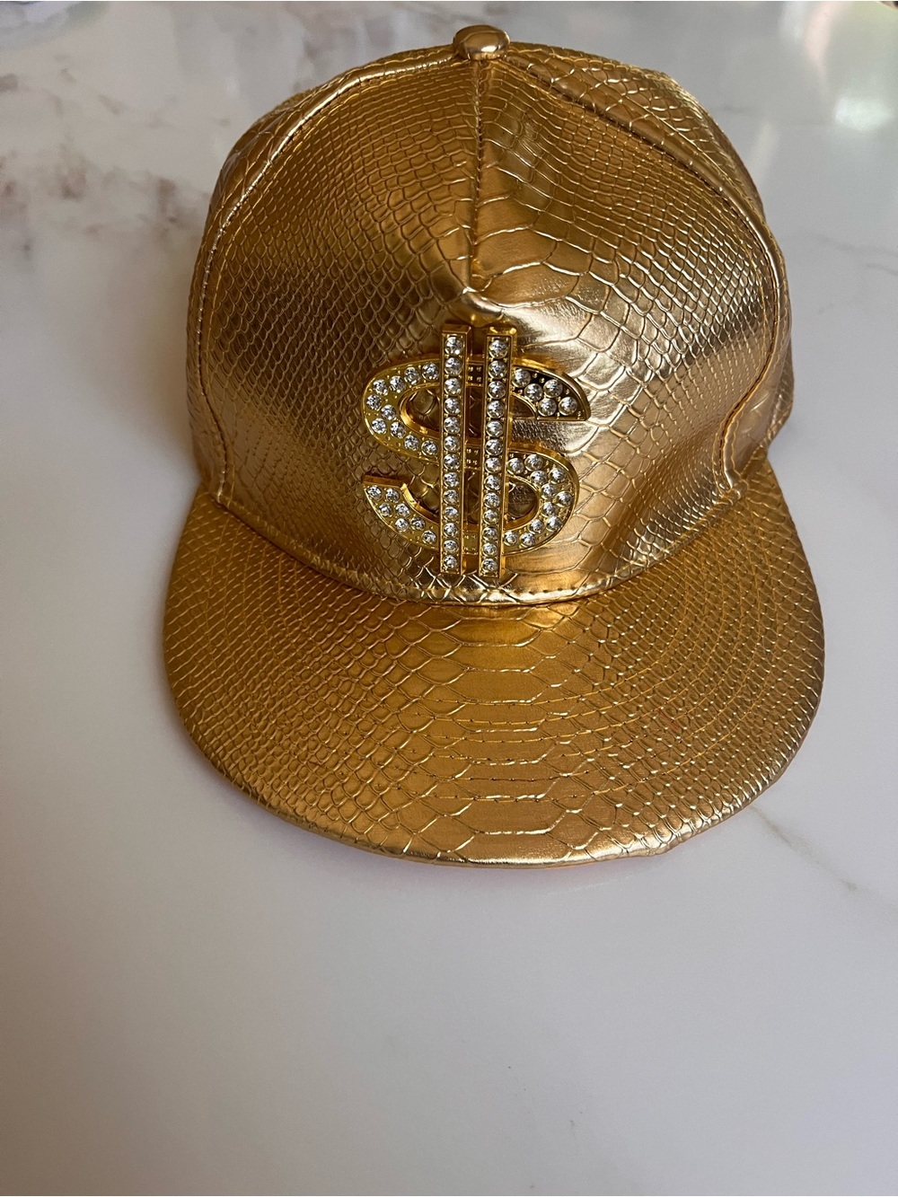 Bling Dollar Sign Gold Baseball Hat Cap Money Costume Unisex One Size EUC